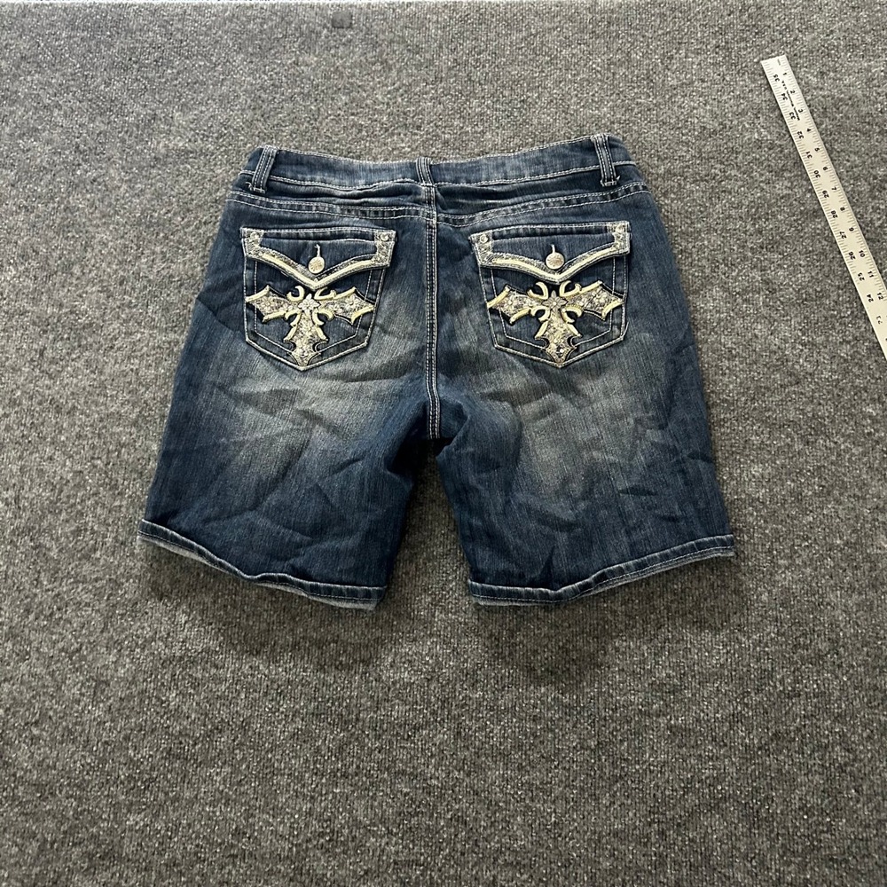 ND Weekend Denim Shorts Womens Size 14 Blue Rhinestone Embellished Y2K Stretch